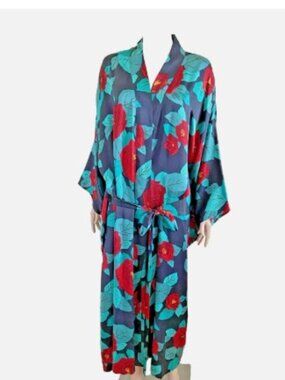 NWOT Vintage VICTORIA'S SECRET Gold Label 100% Silk Long Kimono Robe M / L